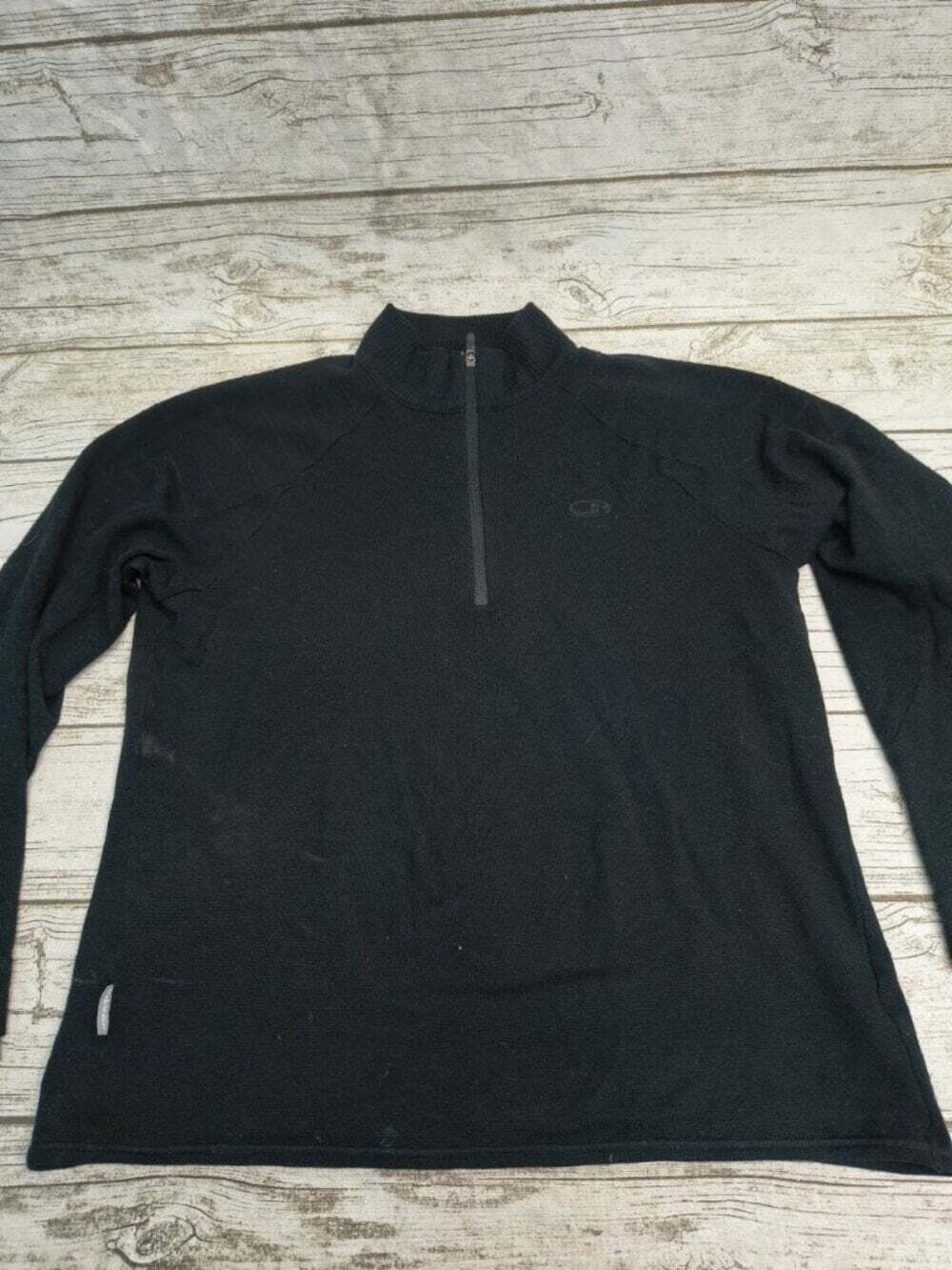 Icebraker Sport 320 Merino Wool Black 1/4 Zip Mens Lightweight Sweater Size XXL